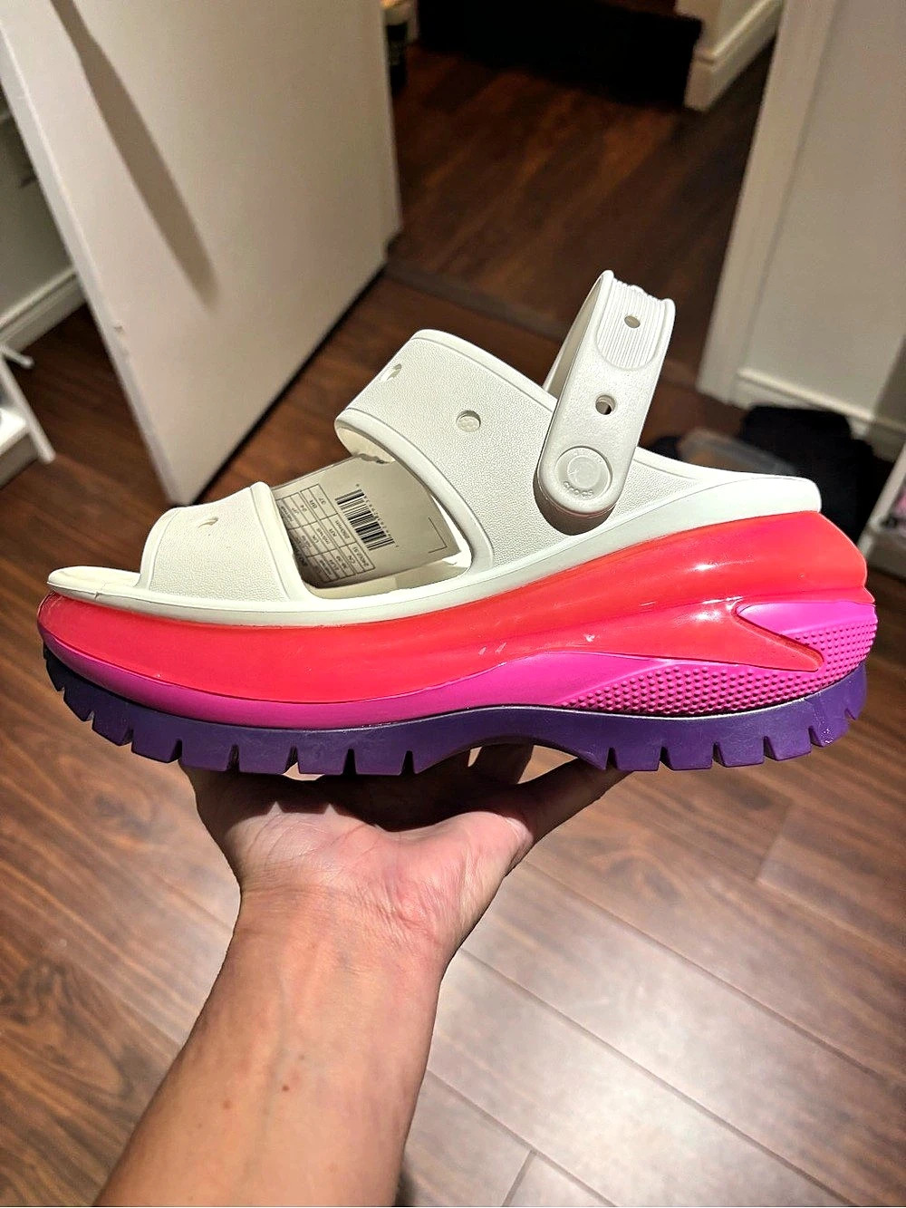 Crocs Mega Crush Sandal Platform Sandals White & Pink